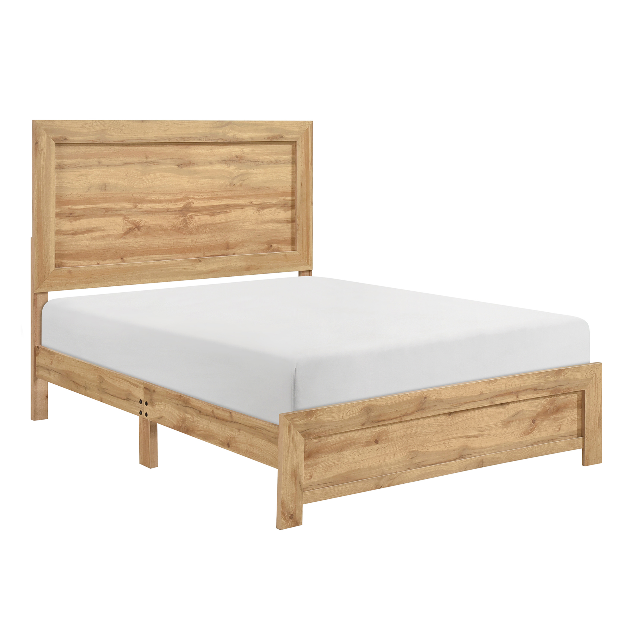 JERFIT Natural Finish King Bed Frame, Rustic Wood Platform Headboard ...