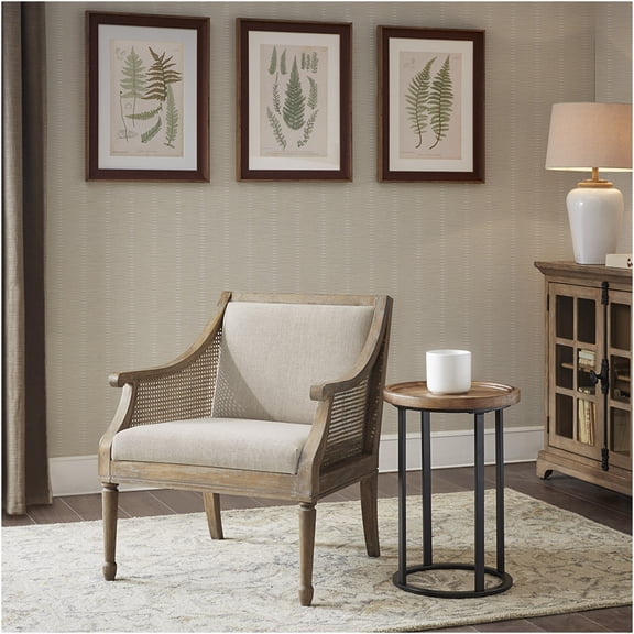 JERFIT Natural Weave Accent Chair with Cushions, Modern Polyester Upholstered Armchair for Living Room Bedroom