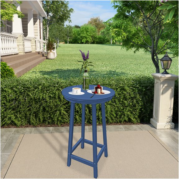 JERFIT Navy Blue Polypropylene Outdoor Bar Table for Deck Pool and Patio Use