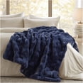 thumbnail image 1 of JERFIT Navy Faux Fur & Velvet Luxury Throw Blanket, Super Soft Plush Reversible Sherpa Fleece for Couch, Bed, Sofa, 1 of 10