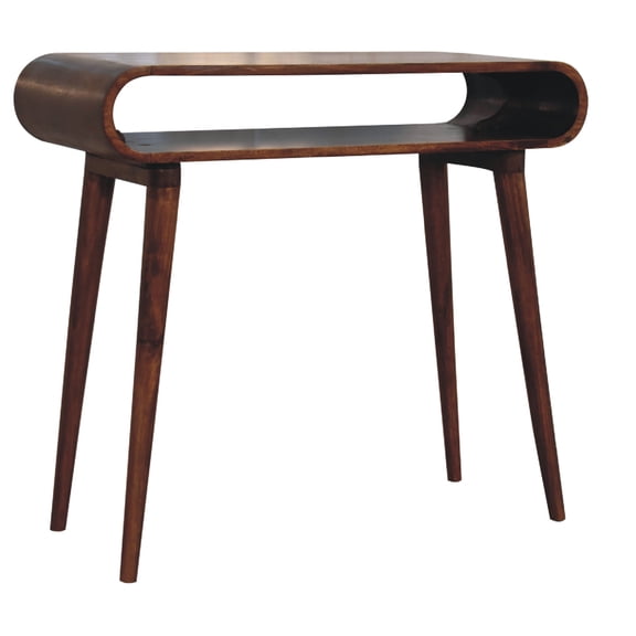JERFIT Nordic Chestnut Console Table, Solid Wood Sofa Table Entryway Hallway Foyer Table with Clean Lines