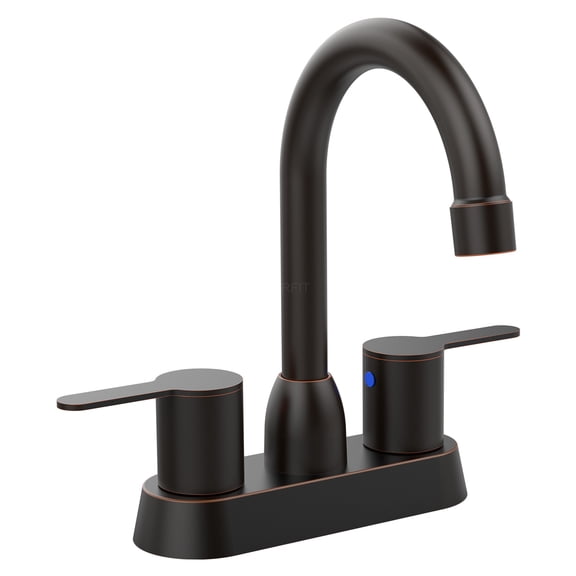 JERFIT Oil Rubbed Bronze Centerset Bathroom Sink Faucet, 2-Handle Modern Vanity Faucet for 2 or 3 Hole Mount, Solid Brass Construction