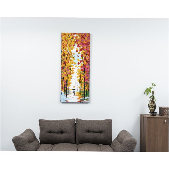 JERFIT Orange Abstract Wall Art Canvas Painting, Large Modern Handmade Textured Artwork, Unframed 47x19 Inch for Living Room Bedroom Decor