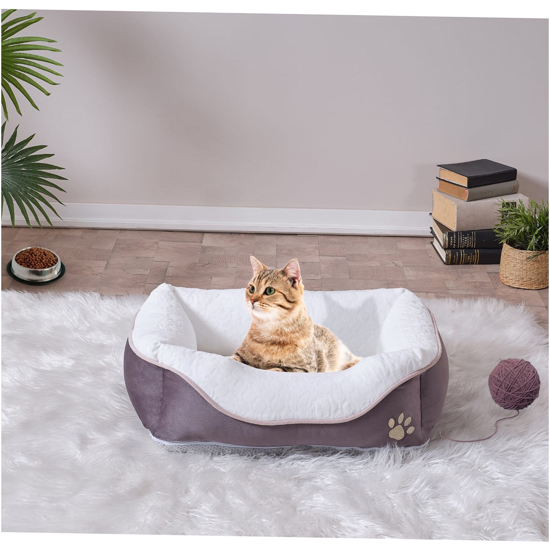 JERFIT Orthopedic Memory Foam Pet Bed for Small & Medium Dogs & Cats, Plush Washable Removable Cover, Non-Slip Bottom, Contemporary Anthracite Gray