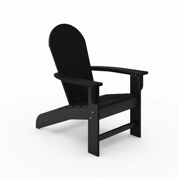 JERFIT Outdoor Adirondack Chair, Black Poly Lumber Patio Garden Pool Lounge Chair, Weather-Resistant & Ergonomic Design