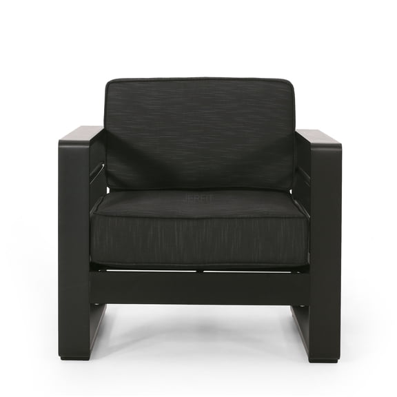 JERFIT Outdoor Aluminum Club Chair Patio Lounge Seating Modern Dark Gray Accent Chair for Garden Poolside Bistro