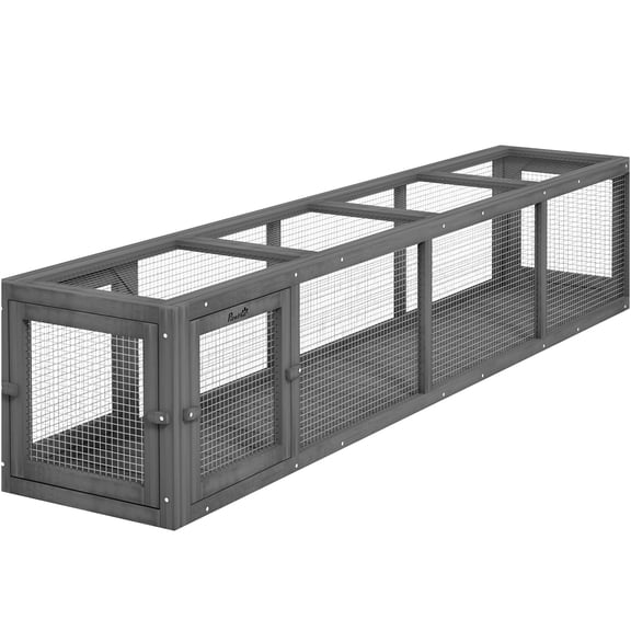 JERFIT Outdoor Catio Tunnel Enclosure, 79" L Wooden Cat Run with 4 Doors, Weatherproof for Window, Deck, Balcony, Grey
