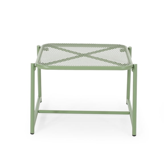 JERFIT Outdoor Green Iron Side Table, 13.25 inch Height Small Patio End Table with Mesh Top, Weather Resistant Accent Table for Garden, Poolside, Balcony or Bistro