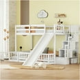 thumbnail image 1 of JERFIT Over Full Bunk Bed with Slide Storage Staircase Pine Solid Wooden Bunk Bed with Safety, 1 of 8