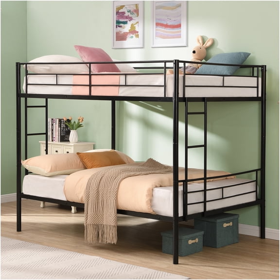 JERFIT Over Full Metal Bunk Bed No Box Spring Needed Easy Assemble