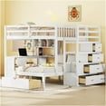 thumbnail image 1 of JERFIT Over Twin Bunk Bed with Desk Drawers and Shelves White, 1 of 10