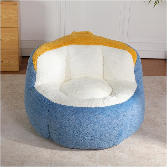 JERFIT Oversized Bean Bag Chair with Faux Fur Cover, Large Lounger Sofa Filled with Shredded Foam for Living Room, Bedroom, Dorm