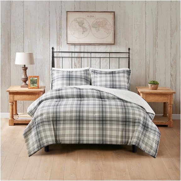 JERFIT Plaid Reversible King Comforter Set with Shams, Faux Wool to Faux Fur, Down Alternative Bedding, Multicolor, OEKO-TEX Certified, Machine Washable