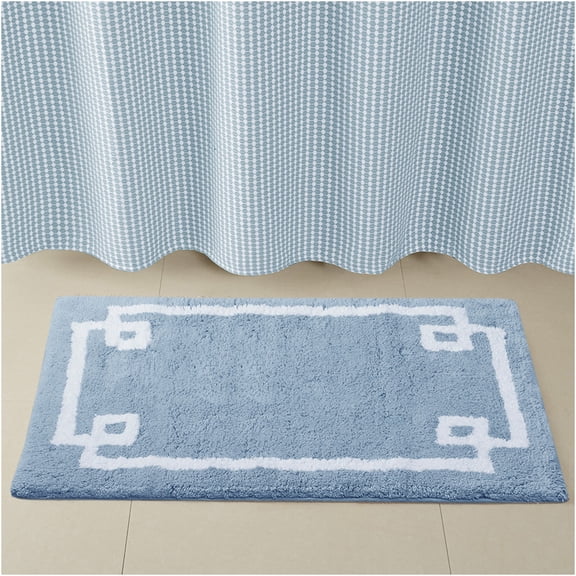 JERFIT Plush Cotton Bath Rug Mat, Non-Slip Luxury Hotel Style Bathroom Rug with Soft Cloud Comfort, Machine Washable, Blue