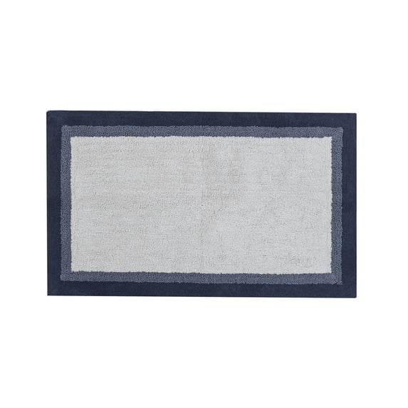 JERFIT Plush Navy Cotton Bath Rug, Non-Slip Absorbent Bathroom Mat, Soft Machine Washable Floor Rug for Bath, Shower, Vanity
