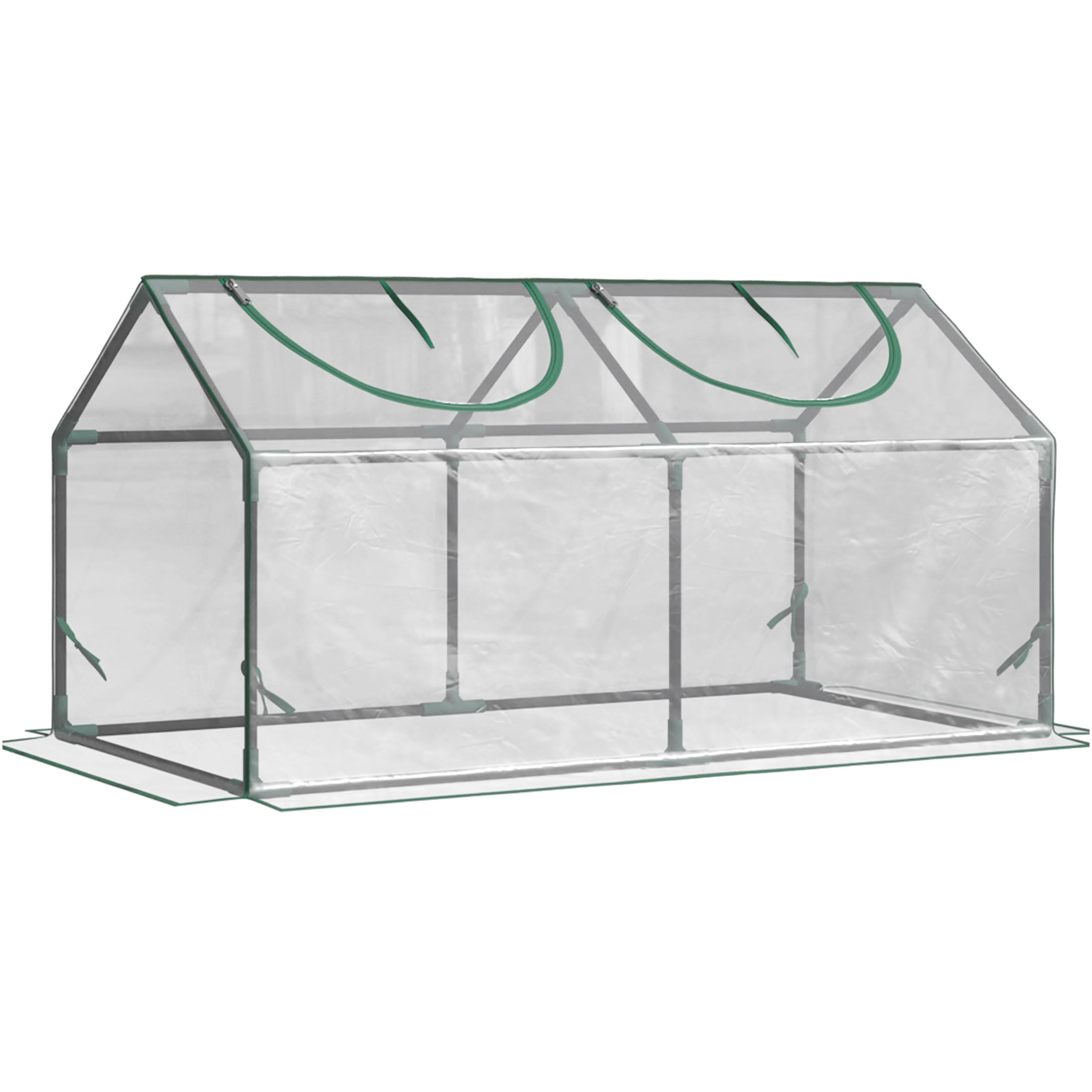 JERFIT Portable Mini Greenhouse with Roll-Up Zipper Windows, Indoor Outdoor Small Garden Greenhouse with Steel Frame & Clear PVC Cover