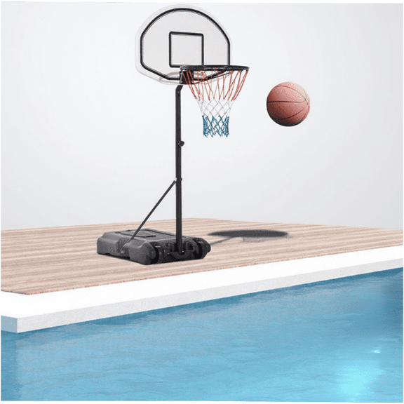 JERFIT Portable Pool Basketball Hoop with Telescoping Pole, All-Weather Net & Weighted Base for Inground & Above Ground Swimming Pools, 30" Backboard