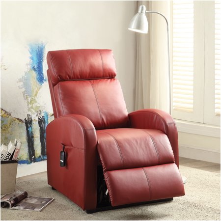 JERFIT Power Lift Recliner Chair with Electric Motor, Red PU Leather Massage Recliner for Elderly, Heavy Duty Lift Chair with Remote Control
