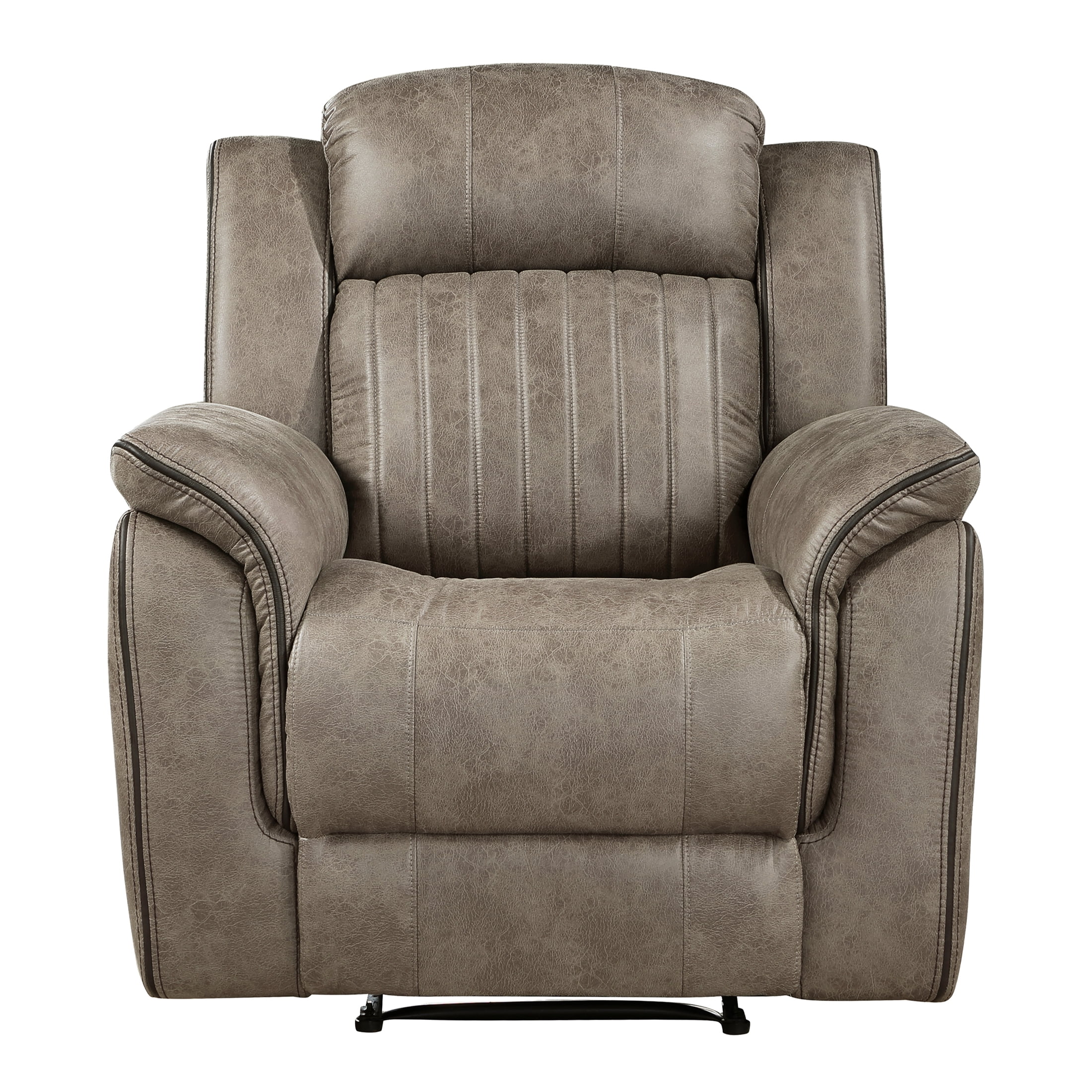 JERFIT Power Recliner Chair with Pillow-Top Arms, Plush Tufted Fabric Single Reclining Chair for Living Room, Classic Brown Recliner