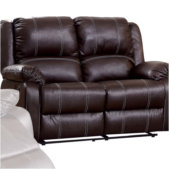 JERFIT Power Reclining Loveseat with Wall-Hugger Design, Faux Leather Upholstery, Padded Arms and Headrest for Living Room, Brown