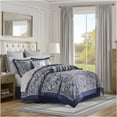 thumbnail image 1 of JERFIT Queen 12-Piece Navy Blue Comforter Set with Paisley Jacquard Design & Cotton Sheets, 1 of 7