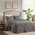 thumbnail image 1 of JERFIT Queen 3-Piece Antimicrobial Bedspread Set with Shams, Split Corner Pleated Quilted Coverlet, Dark Grey Microfiber, 1 of 9