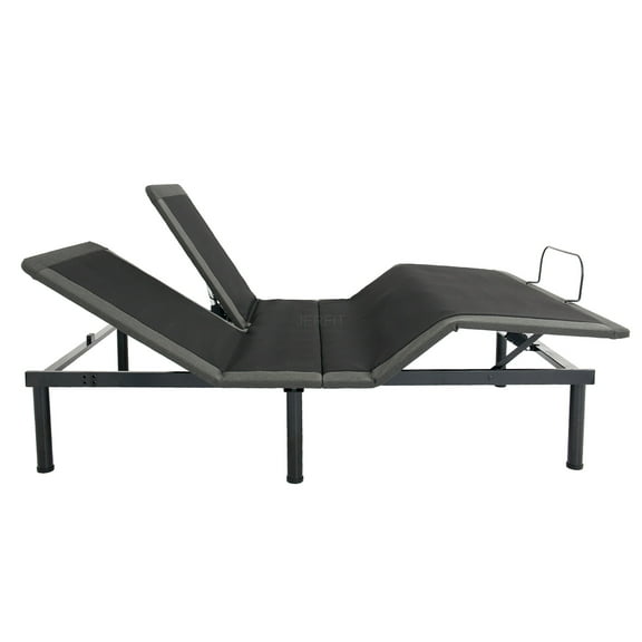 JERFIT Queen Adjustable Bed Base with Voice Control, FlexTop Split Head, Zero Gravity, No-Tool Assembly, 12" Height, Black Metal Frame