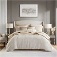 thumbnail image 1 of JERFIT Queen Comforter Set 10-Piece with Quilt, Jacquard Bedding Ensemble in Ivory for All-Season Luxury, 1 of 10