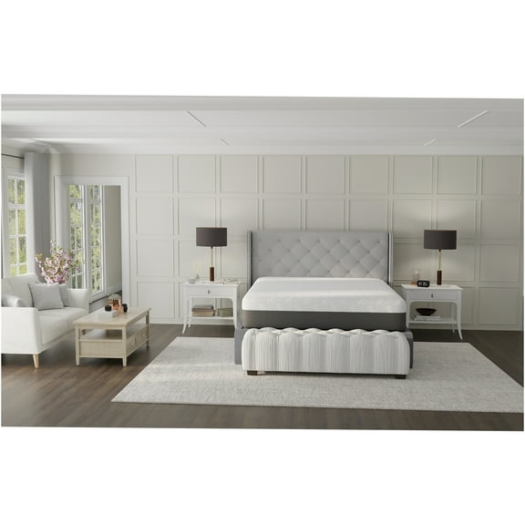 JERFIT Queen Size 12 Inch Cooling Gel Memory Foam Mattress, Medium Soft Plush Feel with CertiPUR-US Certified Foam for Pressure Relief Support, White and Gray