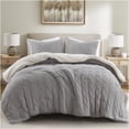 thumbnail image 1 of JERFIT Queen Size Comforter Set - 3 Piece Cable Knit Bedding Ensemble with Ultra Soft Chenille and Sherpa Reverse, Gray, 1 of 10