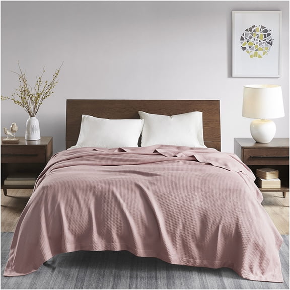 JERFIT Queen Size Egyptian Cotton Blanket - Ultra Soft & Breathable All-Season Throw for Bed or Couch, Luxurious Comfort, Machine Washable, Rose Pink