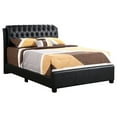 thumbnail image 1 of JERFIT Queen Size Upholstered Platform Bed with Headboard, Modern PU Leather Bed Frame, Black Foam Mattress Foundation, No Box Spring Needed, 1 of 6