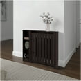 thumbnail image 1 of JERFIT Radiator Cover Cabinet with 3 Shelves, Black Engineered Wood, Ventilated Heater Enclosure, Modern Storage Organizer, 1 of 7