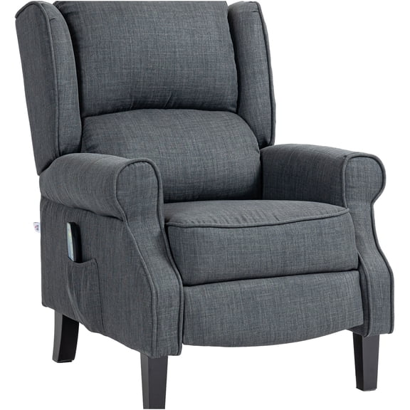 JERFIT Recliner Chair with Heat and Massage, Power Lift Reclining Sofa for Living Room, Wingback Lounge Chair with Vibrating Motors, Side Pocket, Linen Fabric, Charcoal Gray