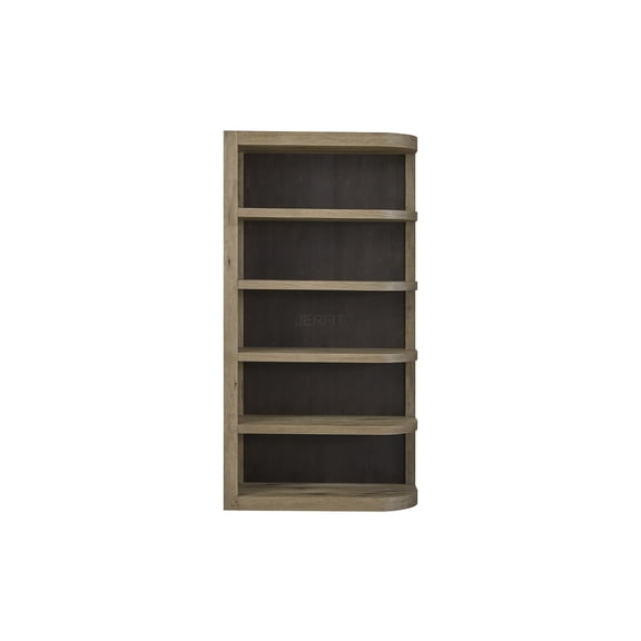 JERFIT Reversible 5-Tier Bookshelf Etagere Display Shelf, Solid Wood & MDF Construction, Knotty Oak Finish, Freestanding Bookcase Organizer for Living Room, Office, Bedroom