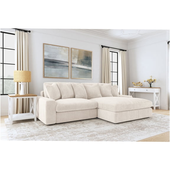 JERFIT Reversible Upholstered Sectional Sofa with Chaise, Modern Sand Colored Fabric Couch for Living Room