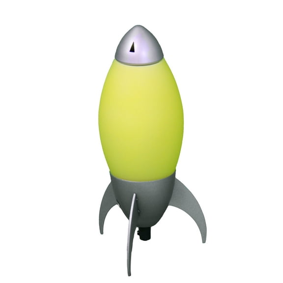 JERFIT Rocket Ship Table Lamp, Acrylic LED Night Light for Bedroom Desk, Yellow Space Theme, UL Listed, On/Off Switch, No Bulb Included
