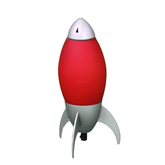 JERFIT Rocket Ship Table Lamp, Red Acrylic Night Light with On/Off Switch for Themed Room Decor