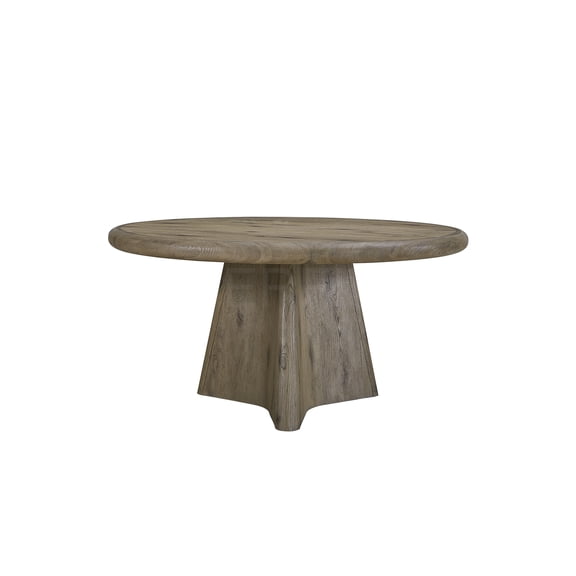 JERFIT Round Dining Table, Solid Wood and MDF Oak Pedestal Table for Kitchen, Breakfast Nook, Small Space
