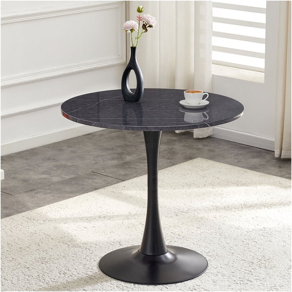 JERFIT Round Tulip Table Pedestal Base Dining Table, 31.5 Inch Modern Faux Marble Bistro Table for Kitchen Nook, Small Space, Cafe, Living Room