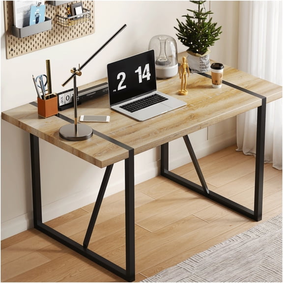 JERFIT Rustic Brown Farmhouse Dining Table for Kitchen, Industrial Rectangular Wood Table with Black Metal Legs for Dining Room, 6 Seater Dining Table