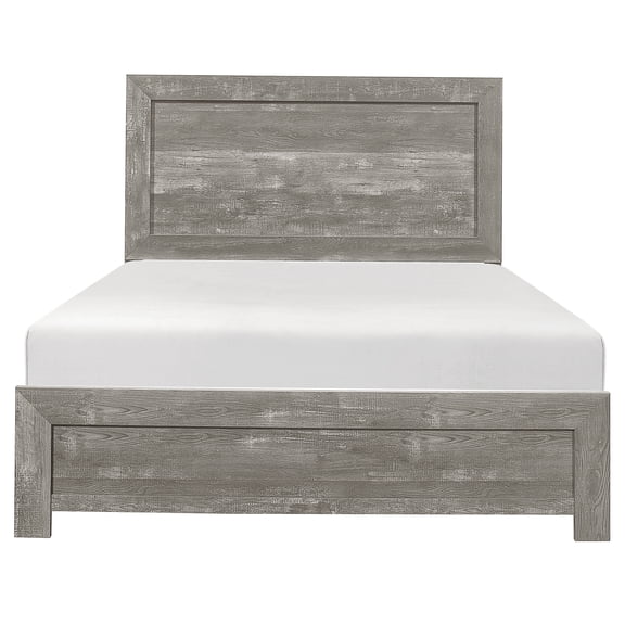 JERFIT Rustic Gray Full Size Bed Frame with Headboard Footboard, 1-Piece Boxed Delivery, Engineered Wood Platform Bed for Bedroom