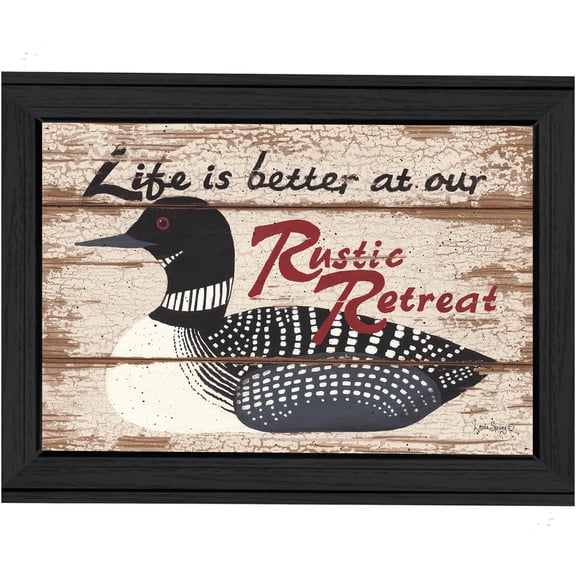 JERFIT Rustic Retreat by Linda Spivey Framed Wall Art 18x24 inch, Modern Multicolor Canvas Print for Living Room Decor, Ready to Hang MDF Poster with Black Frame