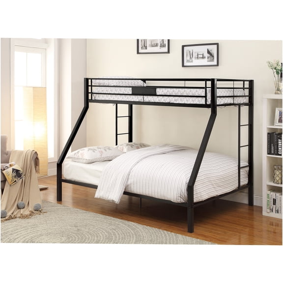 JERFIT Sandy Black Finish Twin XL Queen Bunk Bed