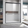 thumbnail image 1 of JERFIT Semi-Frameless Sliding Shower Door, 50-54" W x 72" H, Matt Black, Adjustable Tempered Glass with Stainless Steel Handles, 1 of 8