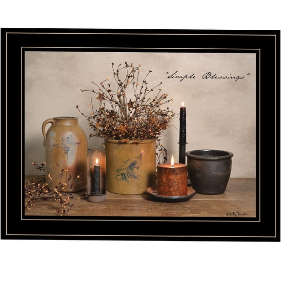 JERFIT "Simple Blessings" Framed Wall Art Print, Modern Multicolor Farmhouse Decor for Living Room, Bedroom, Ready to Hang Home Decoration