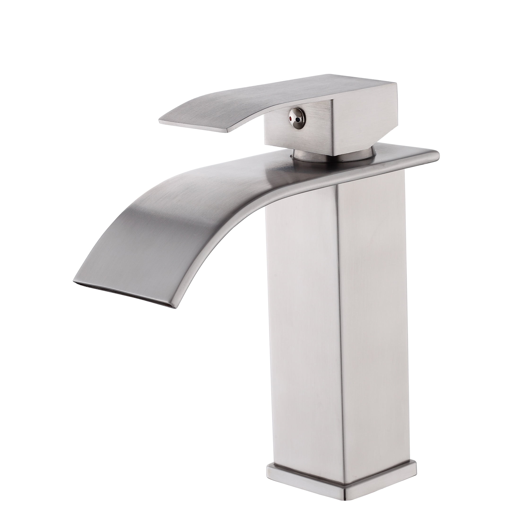 JERFIT Single Handle Bathroom Sink Faucet, Brushed Nickel Finish, 1-Hole Modern Vanity Faucet, Anti-Rust Stainless Steel Construction, Includes Water Lines