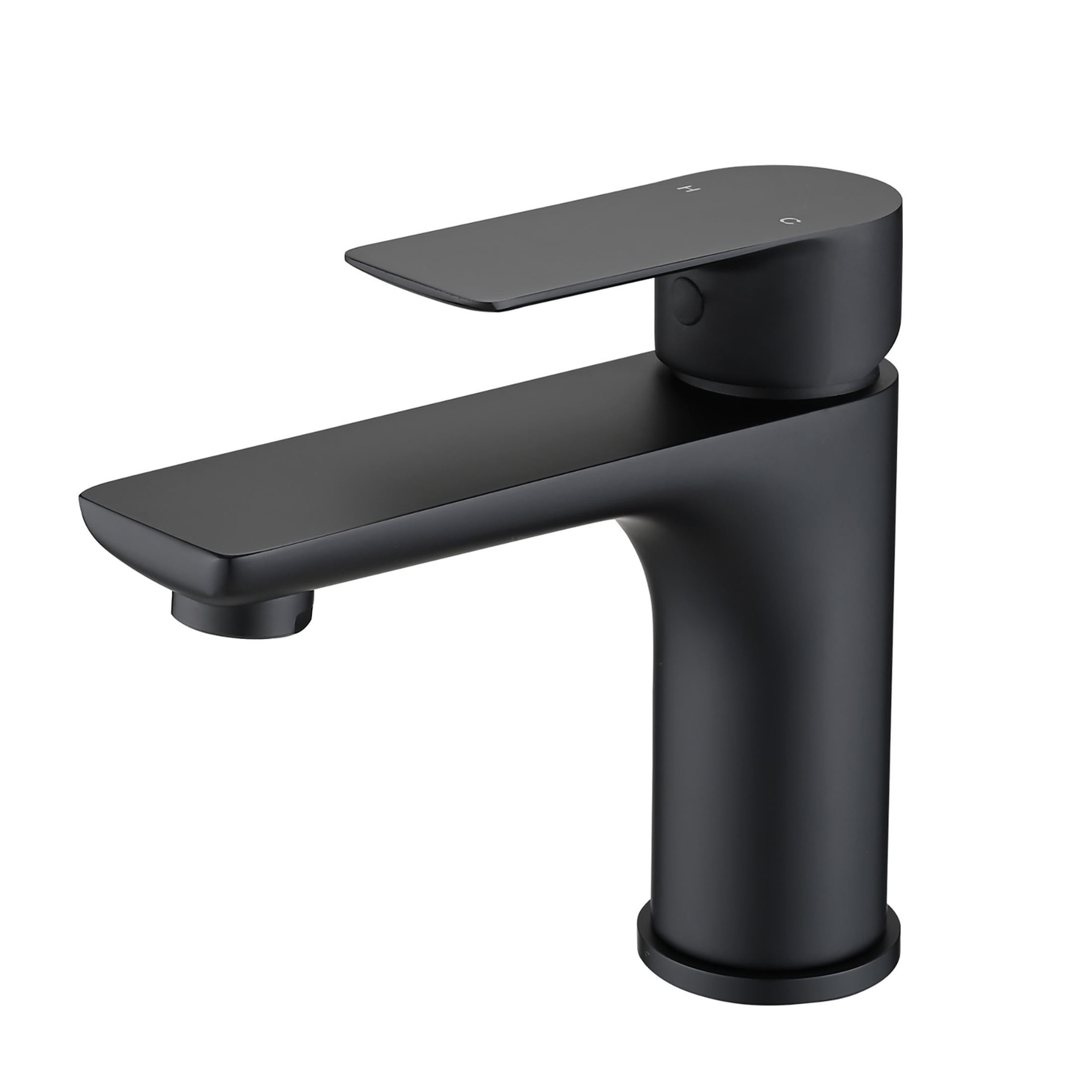 JERFIT Single Hole Bathroom Sink Faucet, Matte Black Modern Vanity Faucet with Lever Handle, 1.2 GPM Low Flow, Deck Mount Brushed Nickel Finish Basin Tap for Bathroom Sink