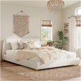 thumbnail image 1 of JERFIT Size Modern Upholstered Bed Frame with Linen Fabric and Solid Wood Legs White, 1 of 10