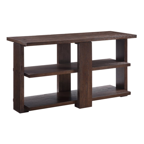 JERFIT Sofa Table Console Table with 2 Shelves, Walnut Finish Wood Hallway Entryway Table for Living Room